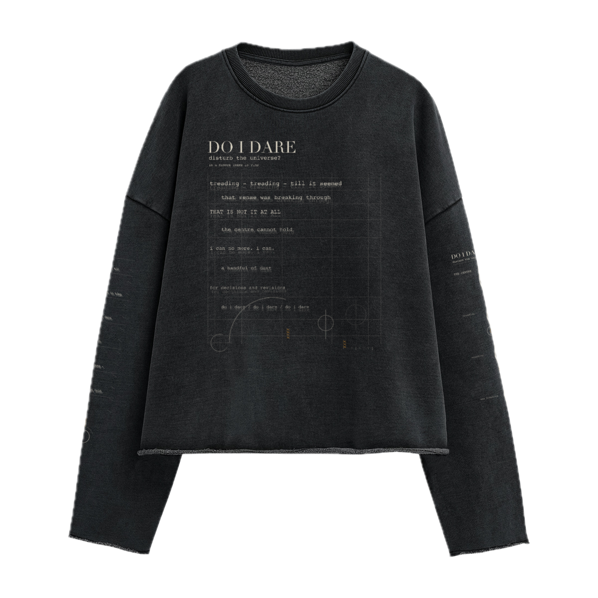 Do I Dare - Washed Unisex Cropped Sweatshirt Washed Black